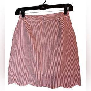 Stewart Simmons Red scalloped white mini skirt ladies xs extra small coastal